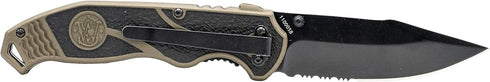 Smith & Wesson SWAT II 8.5in S.S. Spring Assisted Folding Knife with 3.5in Serrated Drop Point and Rubberized Aluminum Handle for Outdoor Survival...