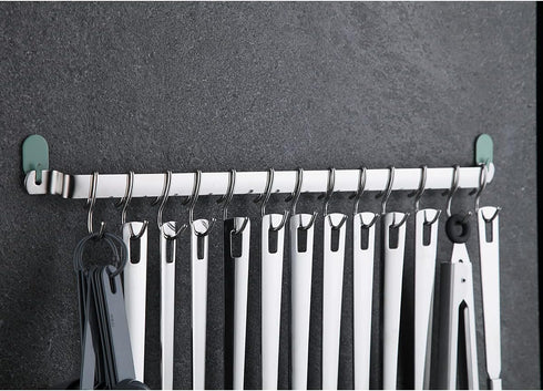 Kyraton Kitchen Utensil Rack, Kitchen Rack,Rail Rack Organizer for Hanging Knives,Mug Rack, Spatula Rack, Hanging Pot Rack Utensil Holder, Wall Mo...