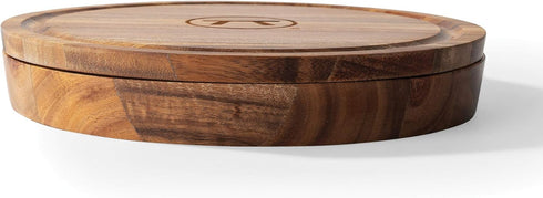 Outset 3-in-1 Acacia Wood Salt Rimmer, Cutting Board and Storage Container, 6.38" x 6.38" x 1.06" inches...