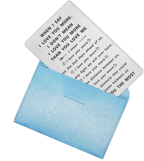 TANWIH When I Say I Love You More Wallet Card, I Love You Gifts for Him Her, Anniversary Cards Gift for Men Husband Women, Long Distance Presents ...