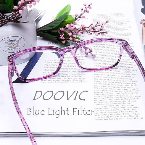 DOOViC 4 Pack Computer Reading Glasses Blue Light Blocking Anti Eyestrain Spring Hinge Stylish Readers for Women 2.00 Strength...