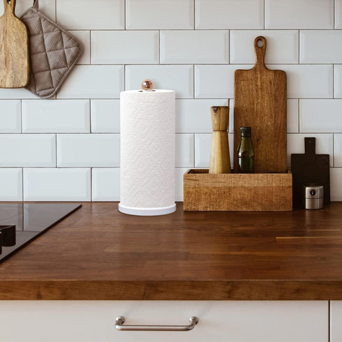 Blue Donuts Paper Towel Holder Countertop with Weighted Base - Easy One-Handed Tear Paper Towel Holder, Modern Paper Towel Holder, Paper Towel Dis...