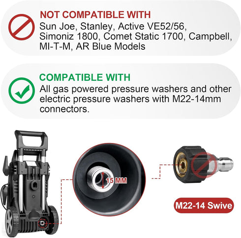 Pressure Washer Adapter Set, Quick Disconnect Kit, M22 Swivel to 3/8'' Quick Connect, 3/4" to Quick Release, M22 to M22 Convert...
