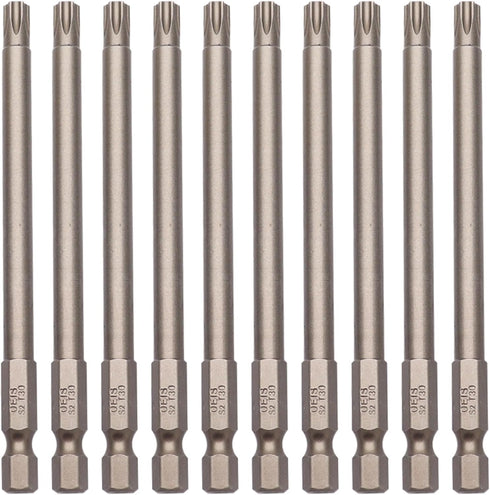 T30 security torx bits tamper proof 10Pcs, 100mm / 4inch 1/4inch hex shank magnetic screwdriver star bits for power screwdriver impact driver...