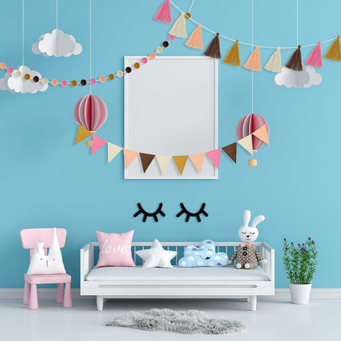 9.8 Feet Pom Pom Garland Rainbow Felt Fabric Garland Set Colorful Tassel for Classroom 3.6 Feet Felt Pennant Banner for Classroom school Christmas...