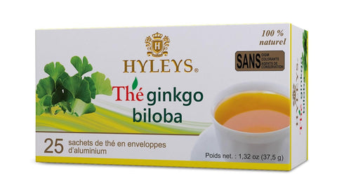 Hyleys Ginkgo Biloba Green Tea – Brain Support Blend with Citrus – 100% Natural, Gluten-Free, Non-GMO, Memory & Focus Tea – 25 Tea Bags...