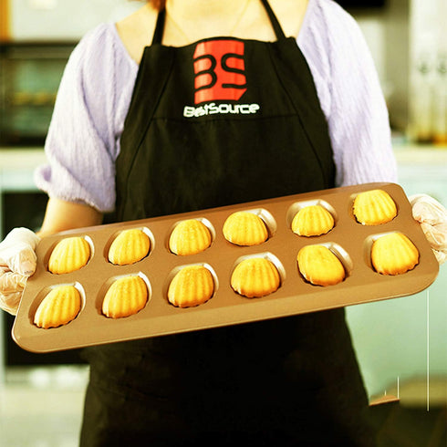 Nonstick Madeleine Pan 12-cup Heavy Duty Shell Shape Baking Cake Mold Tray (Golden)...