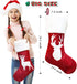 SupMLC Christmas Stockings, 2 Pcs 18 inches Christmas Stockings, Burlap with Large Plush Cuff Stockings, for Family Holiday Xmas Party Decorations...