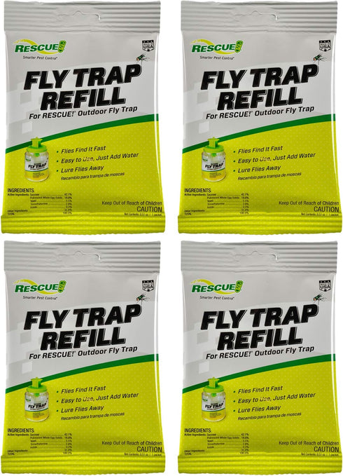 RESCUE! Reusable Fly Trap Refill – Outdoor Use - 4 Pack...