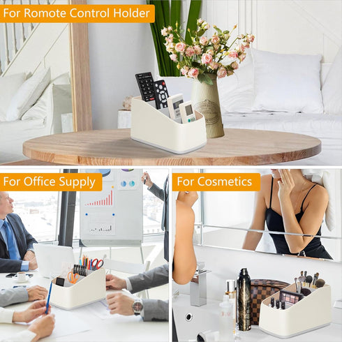 Remote Control Holder with 4 Compartments,TV Remote Caddy/Box/Tray Organizer for Bedside Table/Office Desk,Desktop Storage Organizer for Small Con...