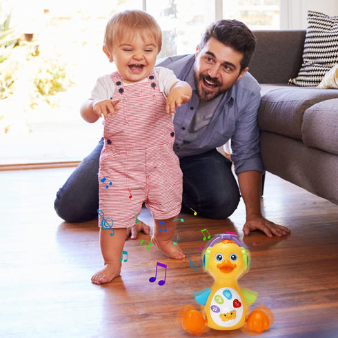 Baby Musical Duck Toy Dancing Crawling Tummy Time, Light Up Infant Toys 0-3-6 6-12 12-18 Months Birthday Gifts for 1 2 Year Old Boys Girls Baby Le...