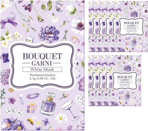 Sachet White Musk 10 Count 2.3g Each - Long Lasting Rich Fragrance - Room and Closet Deodorizer Freshener for Home - Closet Odor Eliminator - Silk...