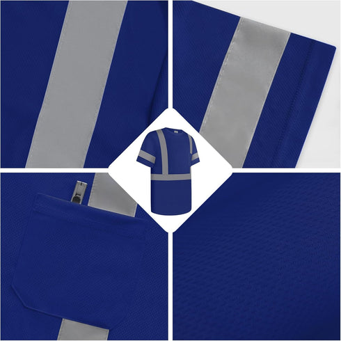 Hi Vis Shirts for Men Class 3 High Visibility Shirts with Short Sleeves, Reflective Safety Shirts for Men Women, ConstrUCRtion Shirts, Durable & B...