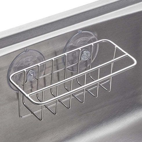 Sink Caddy Sponge Holder for Kitchen Sink Dish Cloth Hanger 2 Suspension Options(Suction Cups and Adhesive Hook), SUS304 Stainless Steel, Silver...