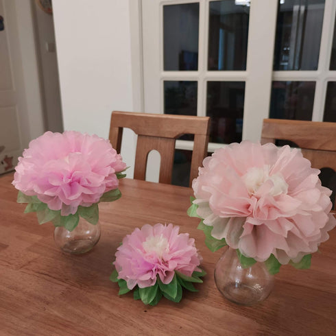 Pinks Flowers Decoration (11''-7'' Assorted) 6 pcs Artificial Tissue Paper Peony Nursery Wall Bridal Shower Centerpiece Baby Girl Birthday Tea Par...
