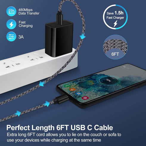 Fast Charger for Google Pixel 8a 8 7a 7 6 Pro 6a 5a 5 XL 4a 4 3a,Samsung Galaxy A54 A14 A03s A53 5G S23 S22 Ultra S21 S20 A13 A32 A52,20W Wall Cha...