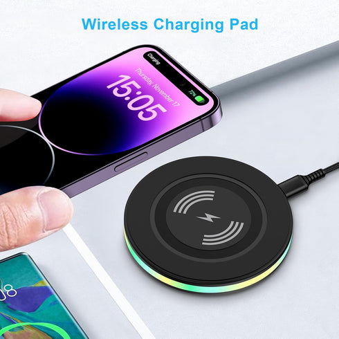 Samsung Wireless Charger Fast Charging Pad Android Phone Charger Pad Station for Samsung Galaxy S24 Ultra S24+ S24 S23 S22 S21 S20 S10,iPhone 15 P...