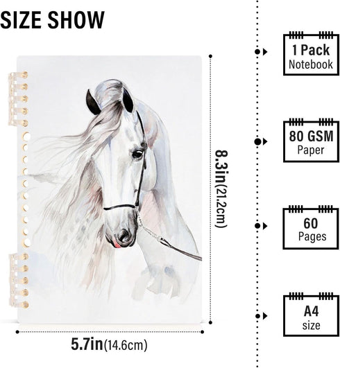 senya Spiral Notebook Ruled 2 Pcs, White Horse Journals for Study and Notes 60 Pages with Durable Hardcover...