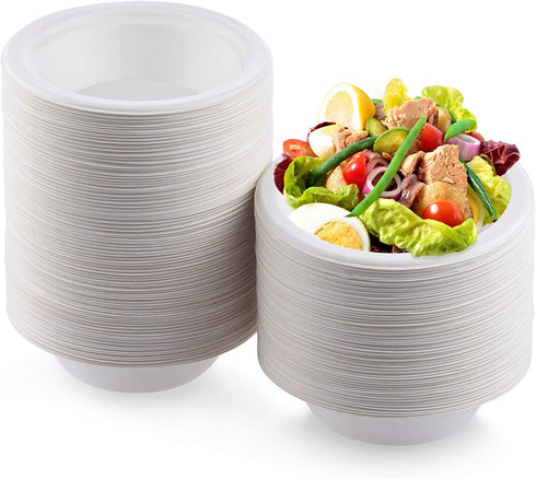 100% Compostable 12 oz Heavy-Duty Bowls. Pack of 70 Count. Eco-Friendly Biodegradable Disposable White Bagasse Bowls, Made of Natural Sugarcane Fi...