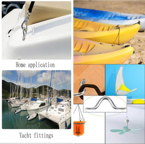 M3 316 Stainless Steel Bimini Boat Top PAD Eye, Eye Strap, Tie Down, Kayak Deck Loop, Suitable for Kayak Canoe Rigging, Marine Boat Hardware (Pack...