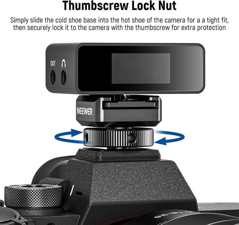 NEEWER Cold Shoe Mount Adapter Compatible with DJI Hollyland Rode Wireless Lavalier Microphone Receiver, Anti Drop Mic Accessories with Retractabl...