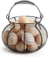 Egg basket-Farmhouse Round Wire Egg Baskets for Fresh Egg With Handle,Metal Egg Collecting Basket for Gathering Fresh Egg,Basket for Countertop Ho...