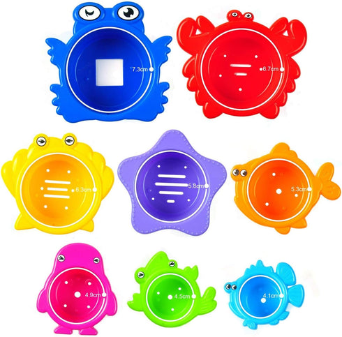 Baby Bath Toy - Beach Stacking Cups for Boys and Girls - Bath Tub Toys for Toddlers and Kids - 8 pcs...