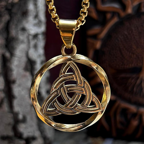 bahamut Celtic Knot Triquetra Cross Pendant Necklace for Men Woman,Vintage Norse Viking irish Trinity Protection Amulet Jewelry Gifts...