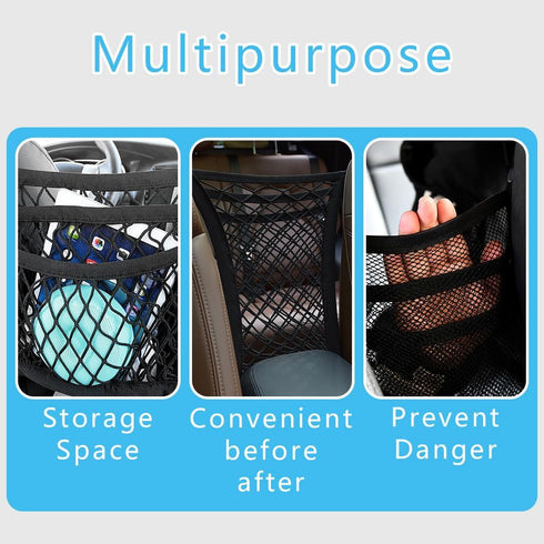 Car Organizer, Car Backseat Organizer, 3-Layer Car Mesh Organizer, Four-Side Elasticity Car Purse Net, Barrier of Backseat Pet Kids, Car Interior ...