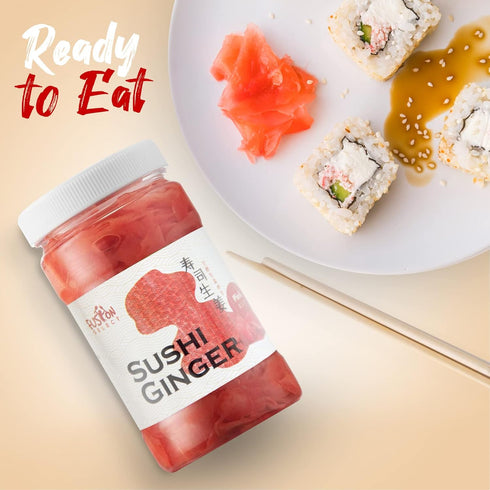 Fusion Select Sushi Ginger - Natural Sliced Gari, Pickled Ginger for Sushi - No MSG, Non-GMO - Spicy, Sour, Sweet & Salty Taste Notes - Side Dish ...