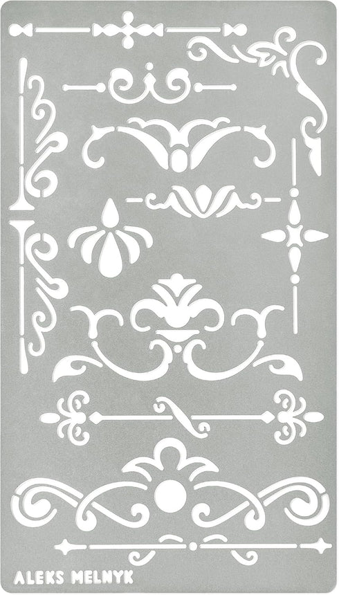 Aleks Melnyk No.5 Metal Journal Stencil, Wood Burning, Flowers and Vines, Ornament, Vintage, Stencil Patterns, Pyrography, Engraving, Template for...