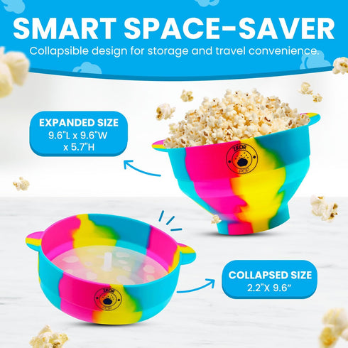 Microwavable Silicone Popcorn Popper- BPA Free- 100% Food grade Silicone, Collapsible Reusable Microwave Bowl- Popcorn Maker- Dishwasher Safe- Bla...