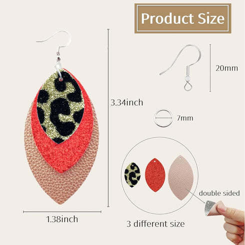 AOUXSEEM 321 Pcs Faux Leather Earrings Making Kit Full Set for Beginners, Contains 96 Pre Cut Evil Eye Earring Pieces with Hooks Jump Rings Opener...