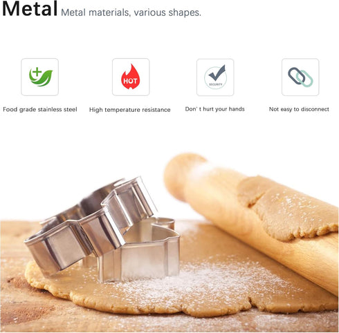 Christmas Cookie Cutters, 10 pieces Large Metal Cookie Cutters Shape - Gingerbread Man, Snowflake, Snowman, Christmas Tree, Bell, Reindeer & More ...