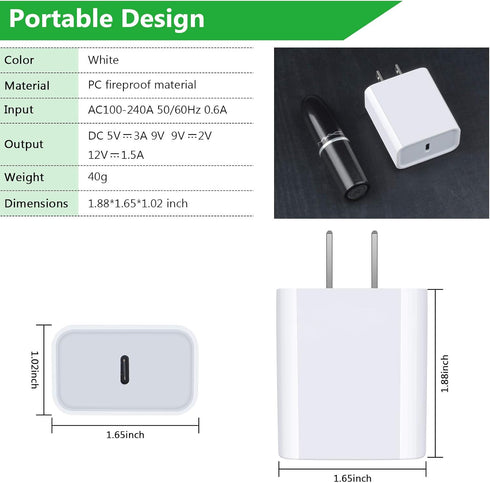 Pixel 8 7a Fast Charger for Google Pixel 8 Pro 7a 7 Pro 6a 6 5a 5 4a 4 XL 3a 3 2,20W Fast USB C Wall Charger PD Power Adapter with 6ft Type C to C...