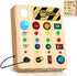 HONGDDY LED Busy Board, Wooden Sensory Toys for Toddler, Montessori Music Toy for Airplane, Travel Activity Educational Learning Toy, Busy Light S...