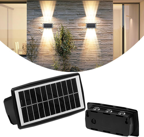 Solar Wall Lights Outdoor Housing Waterproof Up and Down Wall Sconce Dusk to Dawn LED Outdoor Lighting for House Yard Deck Garage Front Porch...