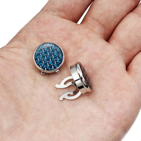 Button Cover Cufflinks finished in Round Carbon Fiber for Men's normal Shirt...