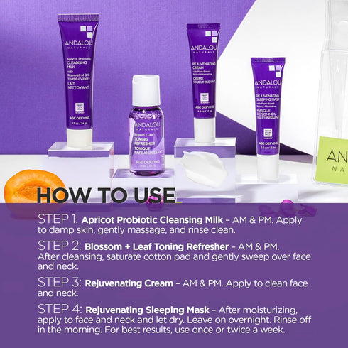 Andalou Naturals, On The Go Essentials - The AGE DEFYING Routine, Travel Friendly, TSA- Approved, Reusable Bag (4 Pcs)...