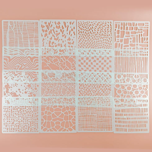 16 Pcs Layering Stencils for Painting, 6"x6" Mixed Texture Bubble Dot Waves Stone Crackle Splatter Geometric Stencils for Painting on Card Canvas,...