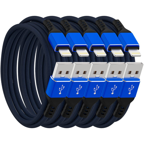 iPhone Charger Cable, Apple MFi Certified 5 Pack 6 FT Blue Long Lightning Fast Charging High Speed Data Sync USB Cable Compatible iPhone 14 13 12 ...