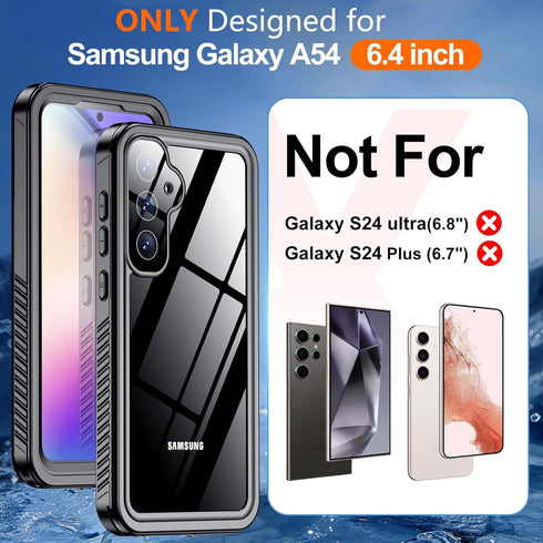 Hualele for Samsung Galaxy A54 5G Case Waterproof, Built in Lens & Screen Protector Rugged Full Body Heavy Duty Protective Military Grade IP68 Und...