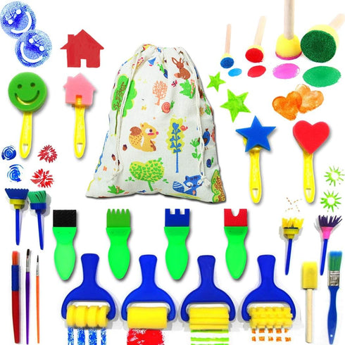 Art & Craft Painting Drawing Tools Mini Flower Sponge Brush Set Fun Kits Early DIY Learning...