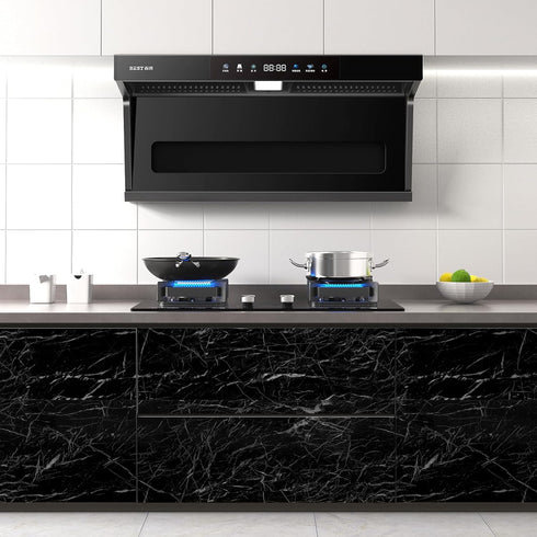 COSNIGHT Black Marble Contact Paper Peel and Stick for Countertops, Waterproof Marble Wallpaper Self Adhesive, Removable Vinyl Film for Kitchen Co...