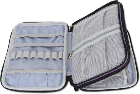 Damero Crochet Hook Case, Travel Storage Bag for Swing Crochet Hooks, Lighted Hooks, Needles(Up to 8'') and Accessories, Large, Purple (No Accesso...