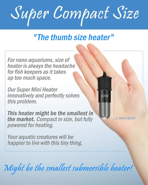 AquaMiracle Adjustable 20W Small Aquarium Heater Submersible Fish Tank Heater Betta Heater Turtle Heater Super Mini Aquarium Heater with Digital D...
