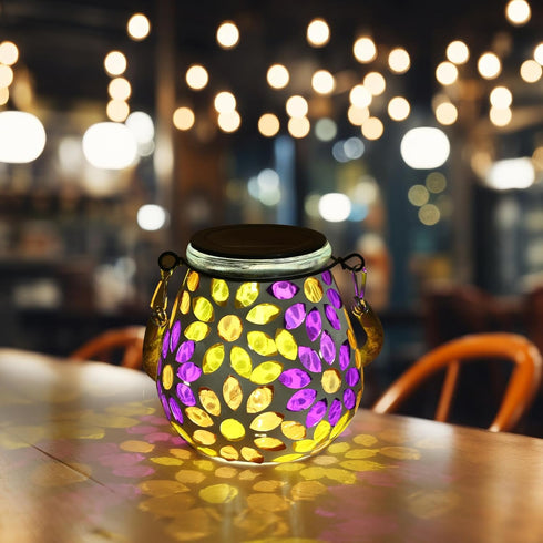 Mosaic Solar Lights Outdoor Lanterns, Decorative Mosaic Glass Solar Lamps Outdoor Waterproof, Hanging Lanterns Solar Night Lights for Garden,Patio...