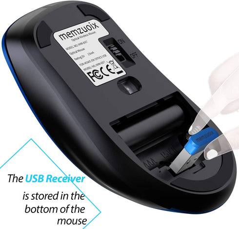 memzuoix 2.4G Portable Wireless Mouse, 1400 DPI Mobile Optical Cordless Mice with USB Receiver for Computer, Laptop, PC, Desktop, MacBook, 5 Butto...
