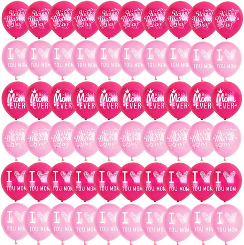 Happy Mother's Day Balloons Party Decorations Supplies - 48PCS Latex 12inch Mothers Day Party Supplies - Best Mom Ever Party Decorations...