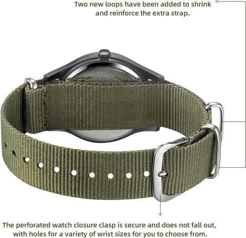 BOSHIYA Men's Military Tactical Field Watches Outdoor Sports/Work Watch Waterproof Analogue Quartz Watches Minimalist Lightweight Nylon Watch - Im...